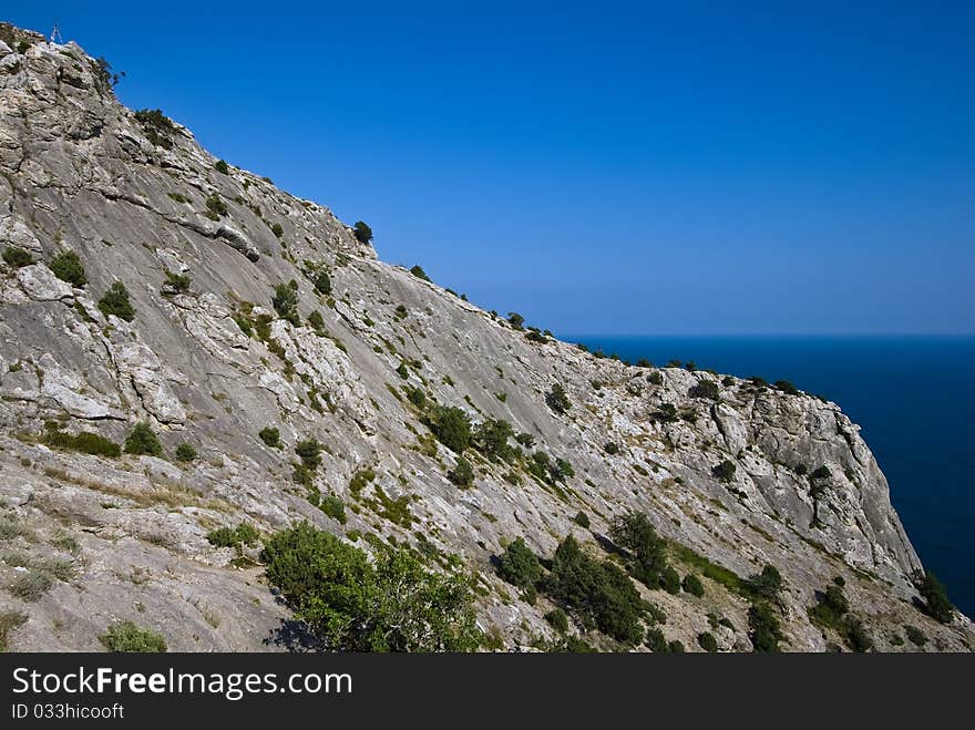 Limestone Rock Above The Sea