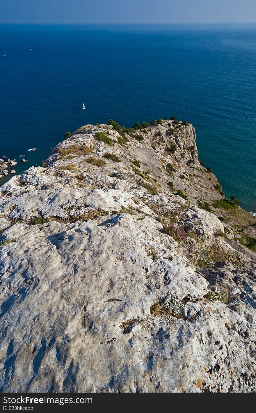 Limestone rock above the sea