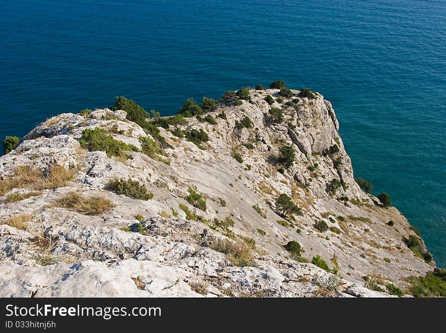 Limestone Rock Above The Sea