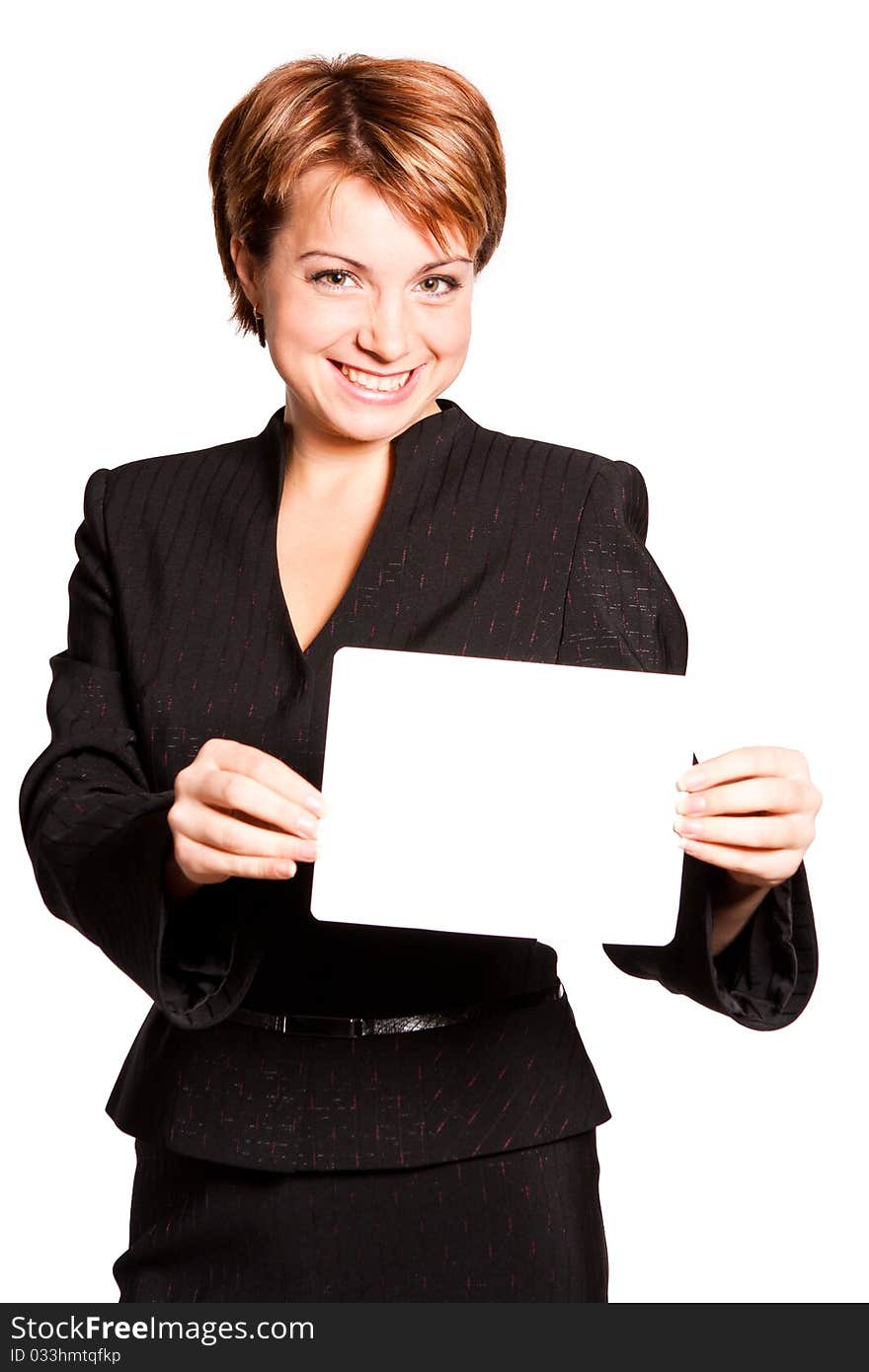 Beautiful Business Woman With Empty Card