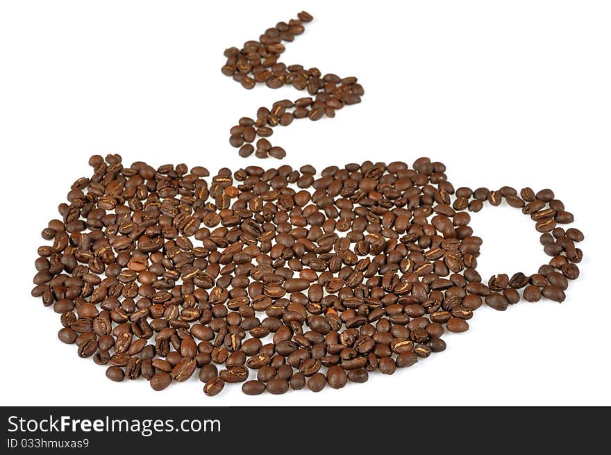 Coffee beans on white background