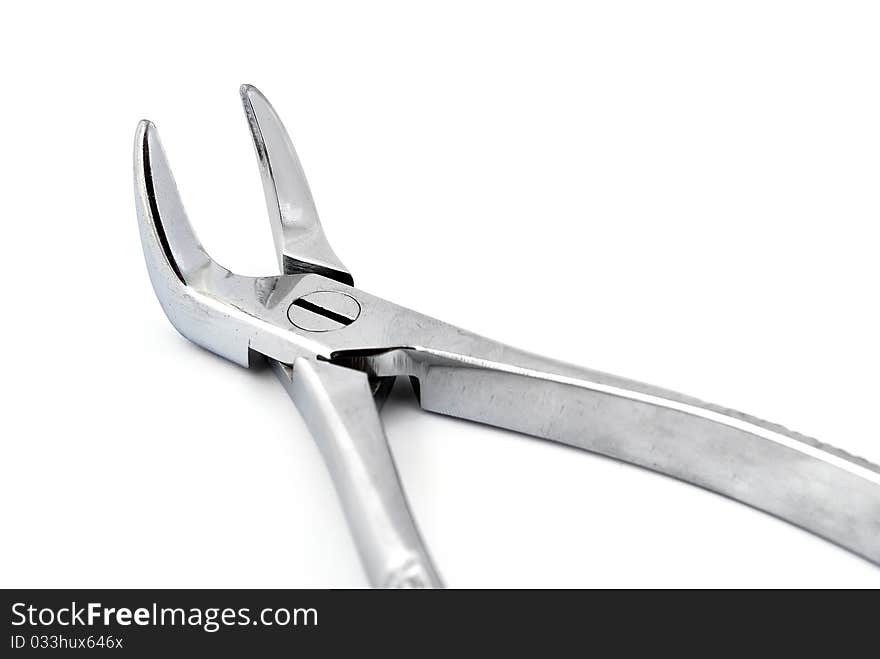 Dental pliers on a white background