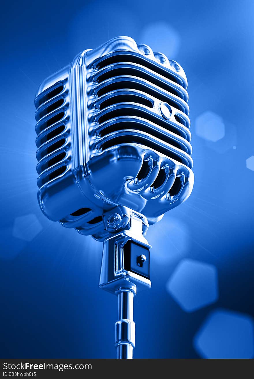 Microphone with blurred lights in the background