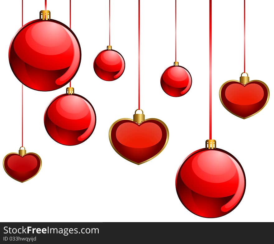 Christmas red balls illustration for a design. Christmas red balls illustration for a design