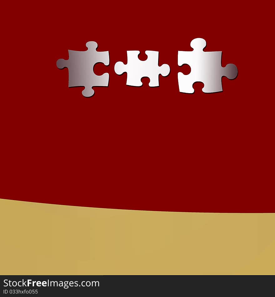 Red and yellow background with gradient puzzle