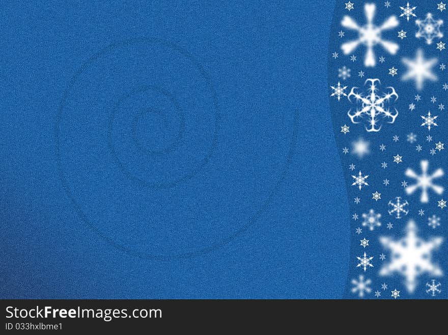 Gradient background for greetings with snowflakes and spiral