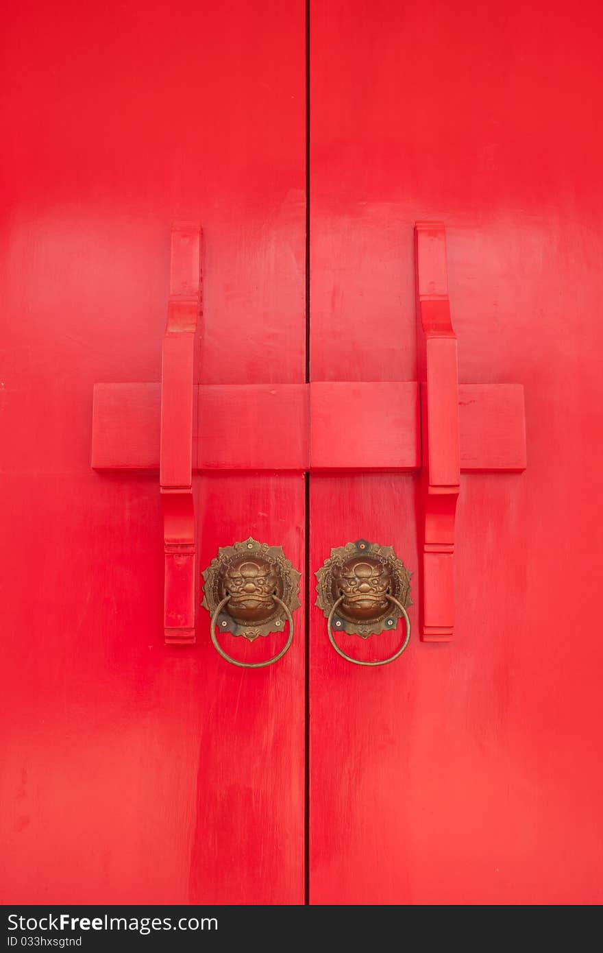 The red door  Chinese style in temple. The red door  Chinese style in temple