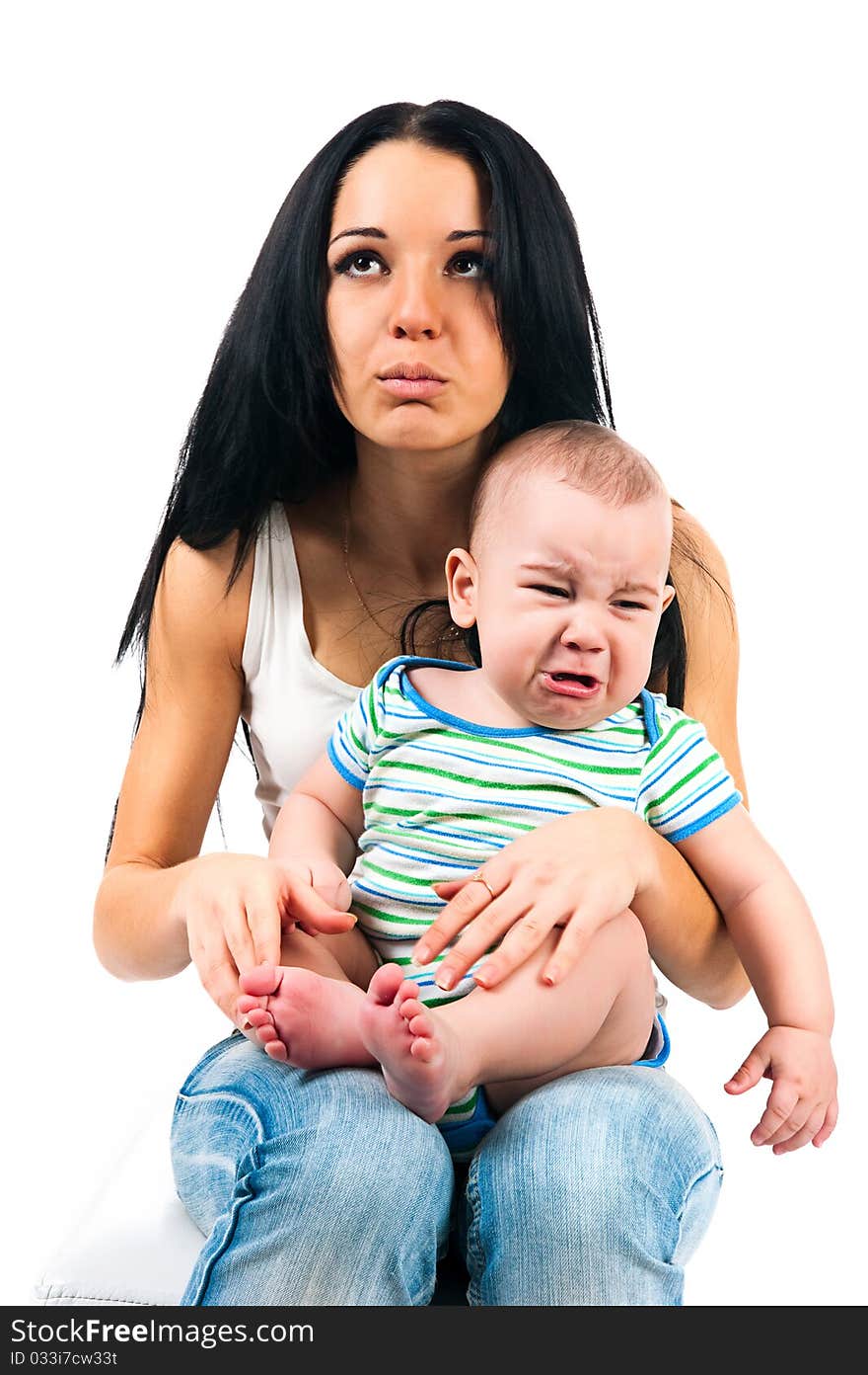 Pretty young women with her son isolated. Pretty young women with her son isolated