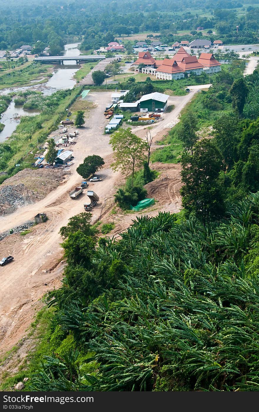 Bird eye view of construction site