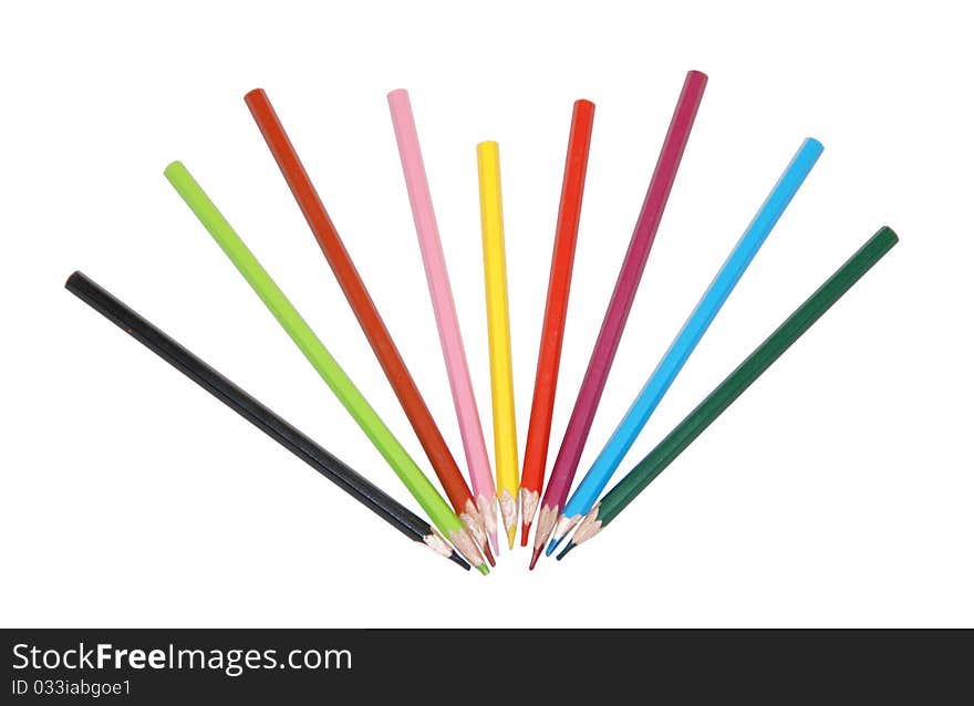 Colored pencils isolated on white background. Colored pencils isolated on white background