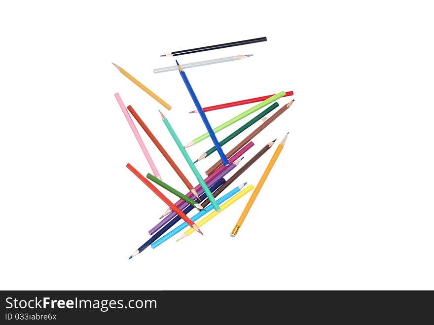 Colored pencils isolated on white background. Colored pencils isolated on white background