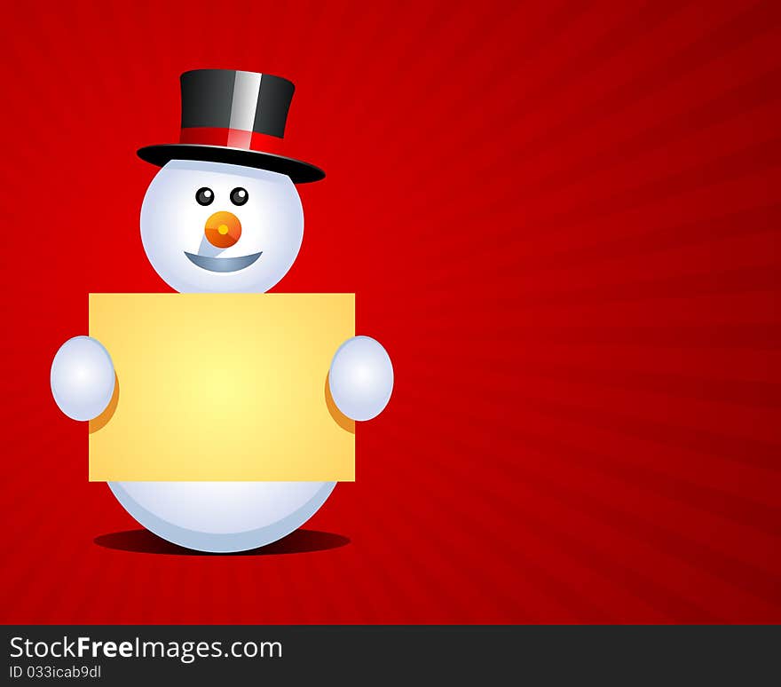 Snowman with banner christmas vector background