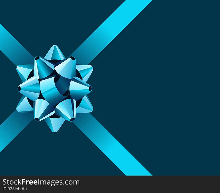 Greeting card with blue bow vector background