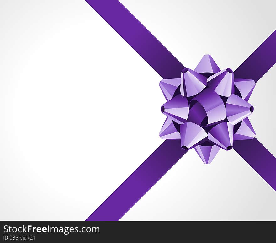 Gift violet bow vector background