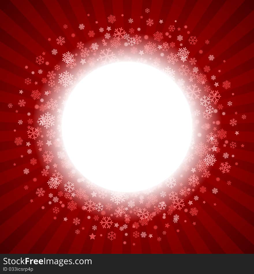 Red abstract with snowflakes christmas vector background