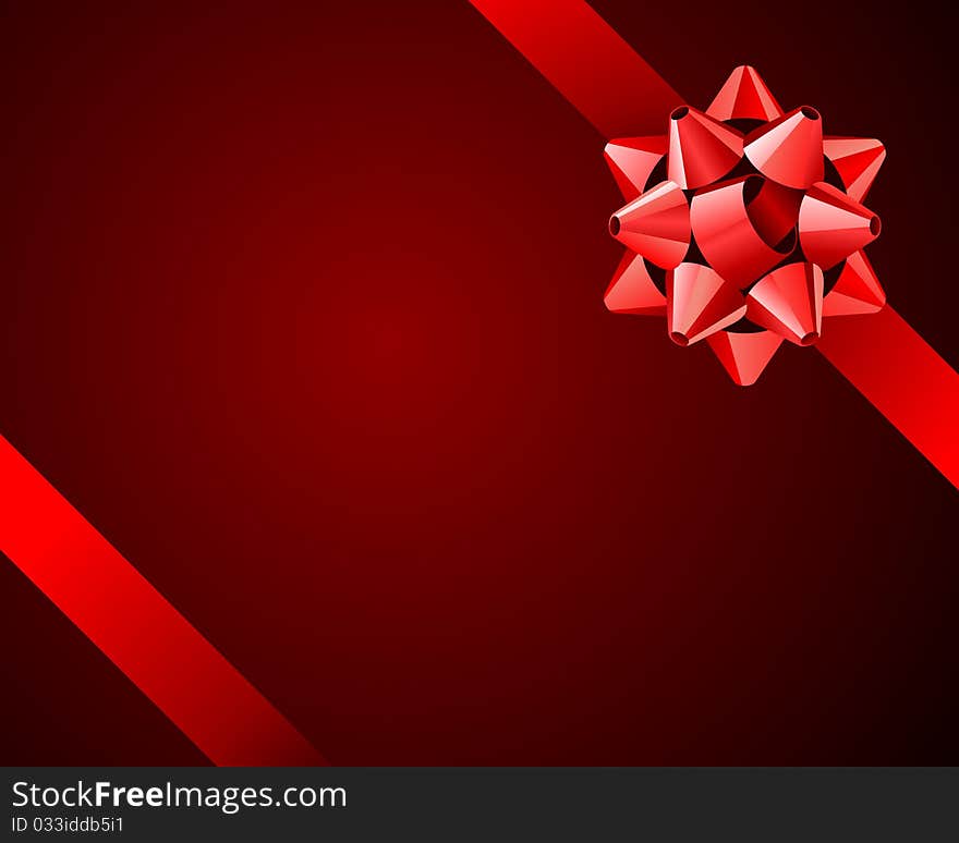 Greeting red card with red bow vector background