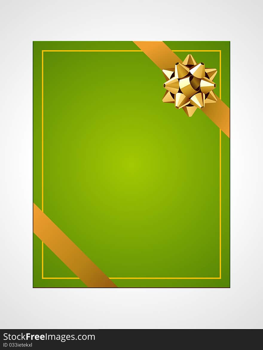 Green card with gold bow