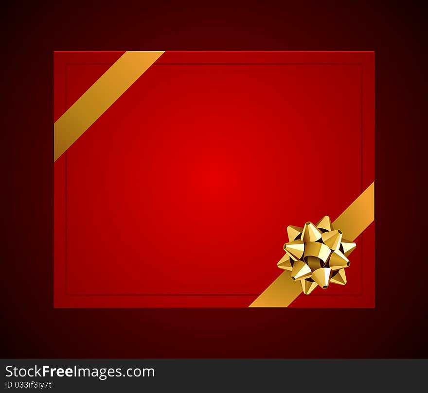 Greeting card with gold bow vector background