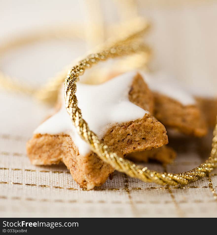 Close up of cinnamon christmas cookies with icing. Close up of cinnamon christmas cookies with icing