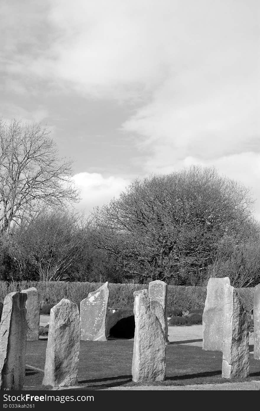 A historic ancient gaelic standing stone circle