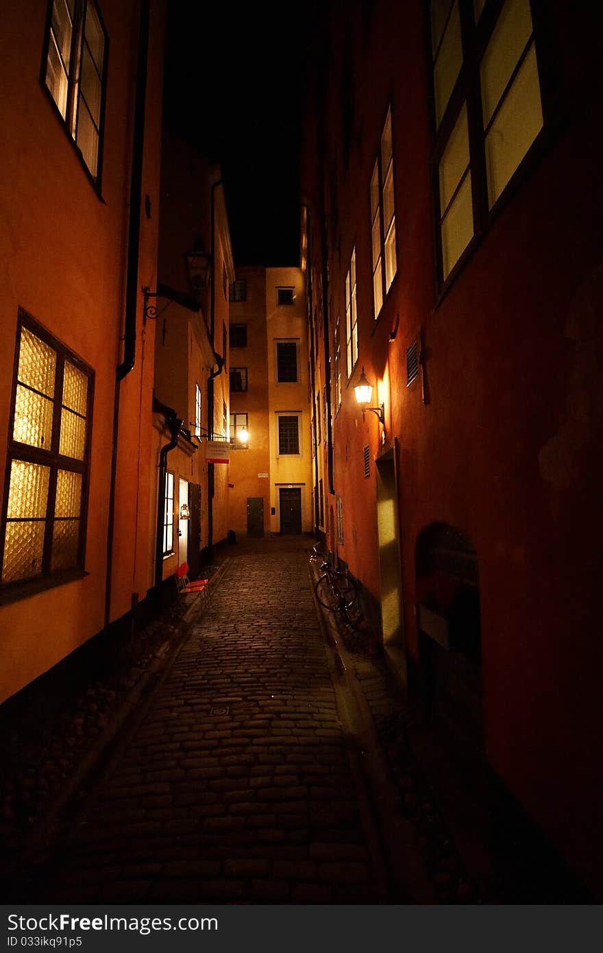 Medieval narrow street at Stockholm, Sweden. Medieval narrow street at Stockholm, Sweden