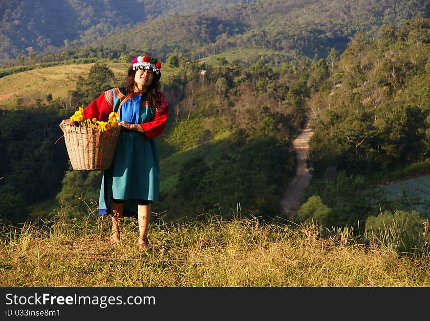 Lisu hill tribe woman in costume