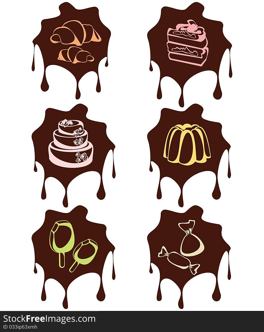 The image of sweet desserts. a vector illustration. The image of sweet desserts. a vector illustration