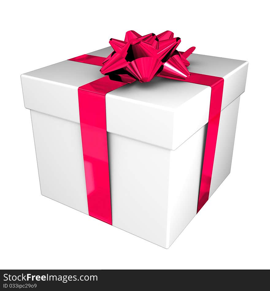 Gift box with red ribbon