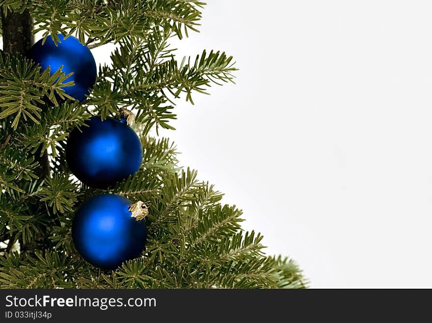 Blue Christmas Glass Balls On The Tree