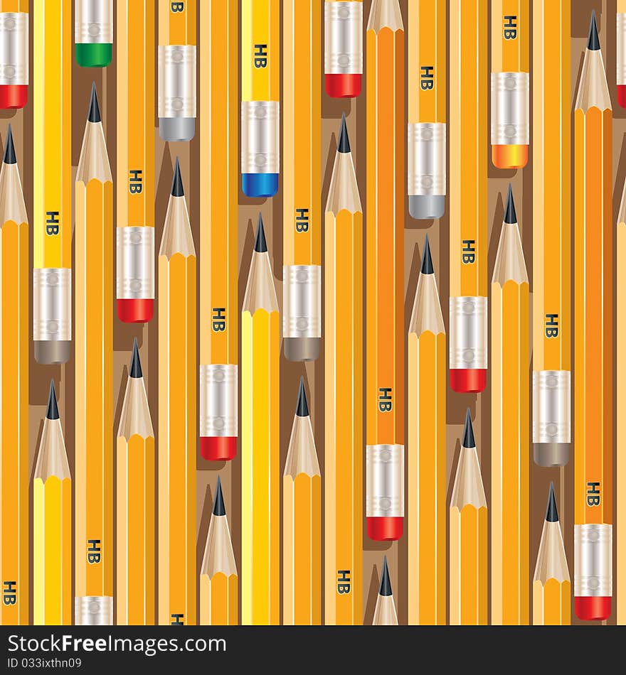 Vector pattern with yellow pencils. Vector pattern with yellow pencils