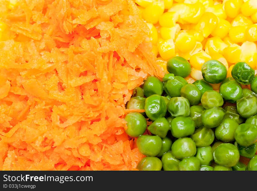 Boiled diced vegetables