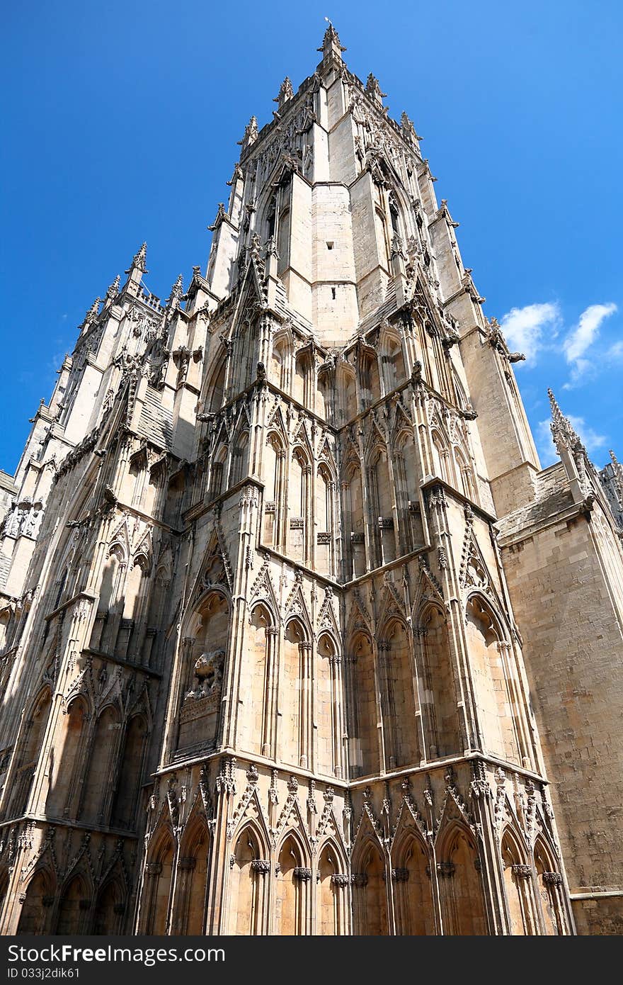 York Minster is a Gothic cathedral in York, England and is the second largest of its kind in Northern Europe (largest is the Cologne Cathedral)