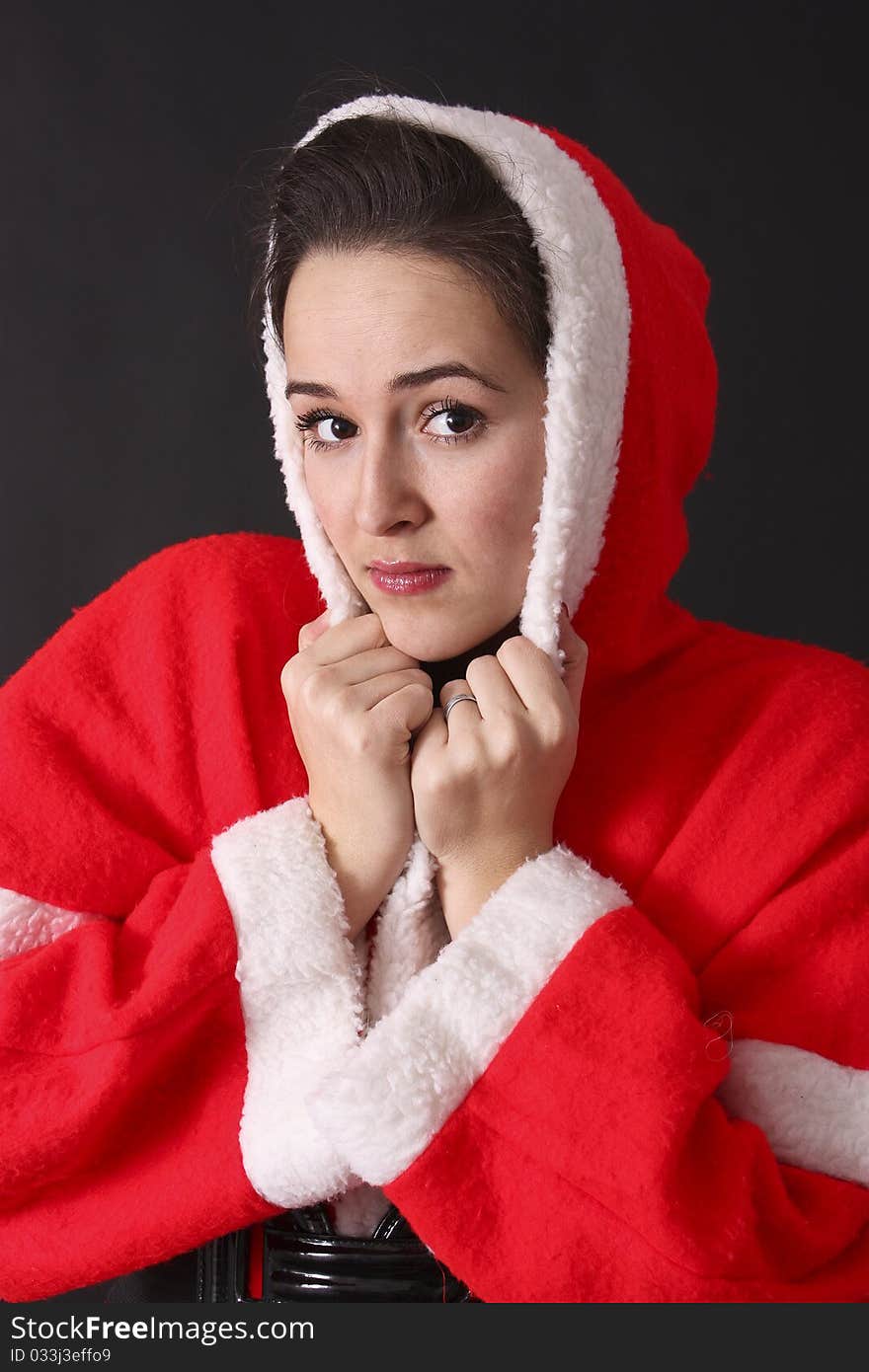 Portrait of a beautiful girl Santa