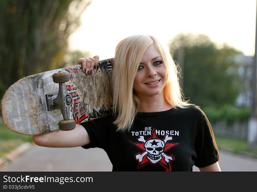 Young Caucasian Teen With Skate