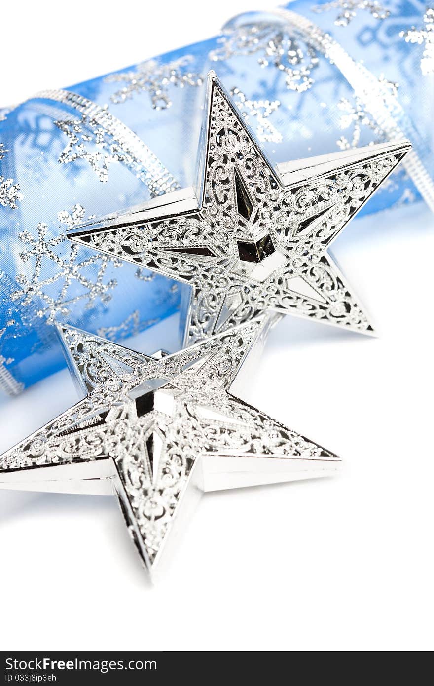 Christmas stars with festive ribbon