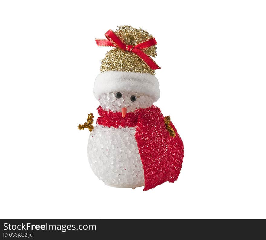 Funny snowman in red and green with christmas