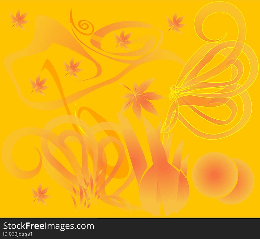 Illustration or background and orange ornament