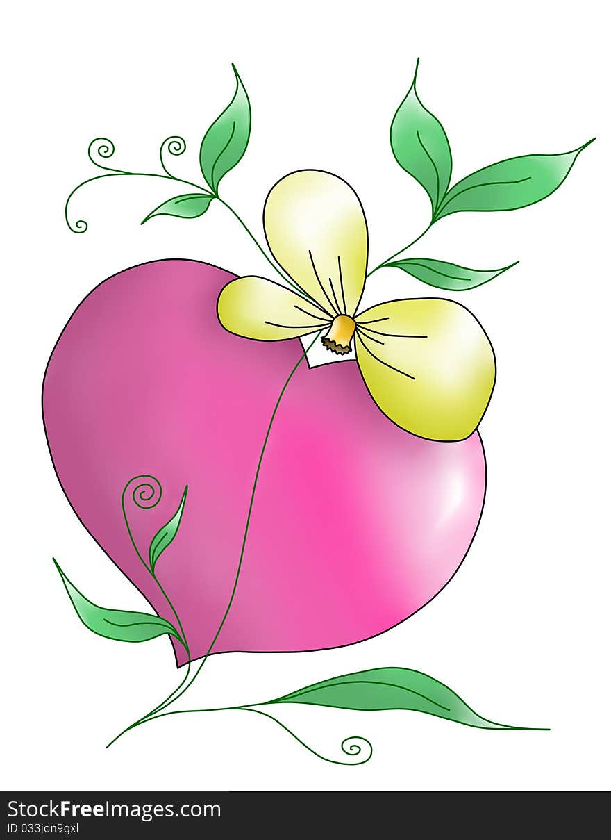 Heart with flower