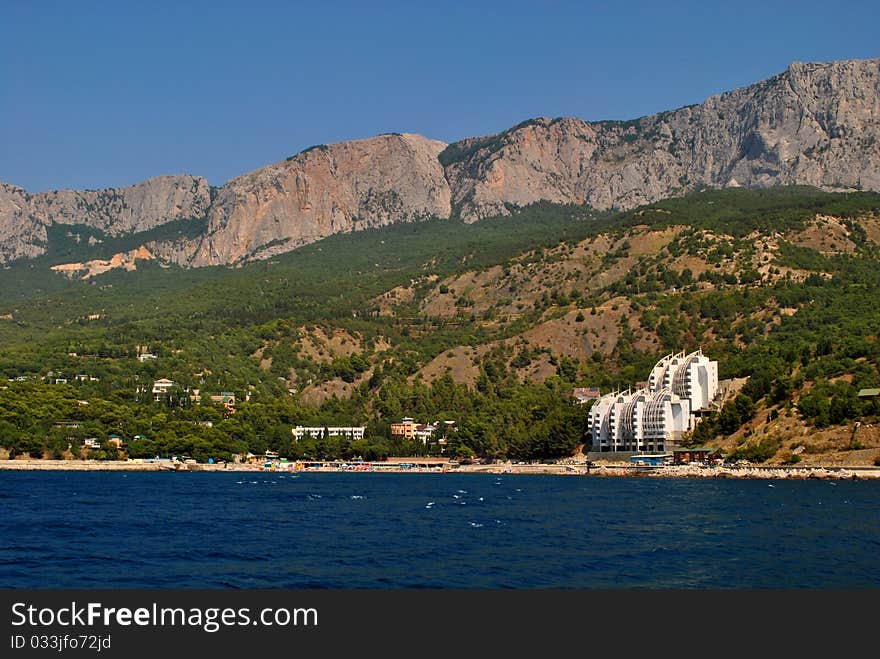 Black sea coast with Crimean mountains. Black sea coast with Crimean mountains