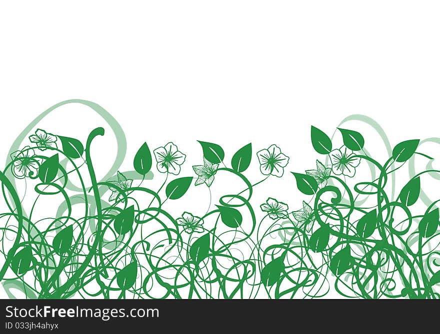 Computer generated grass and flowers  on white background. Computer generated grass and flowers  on white background.