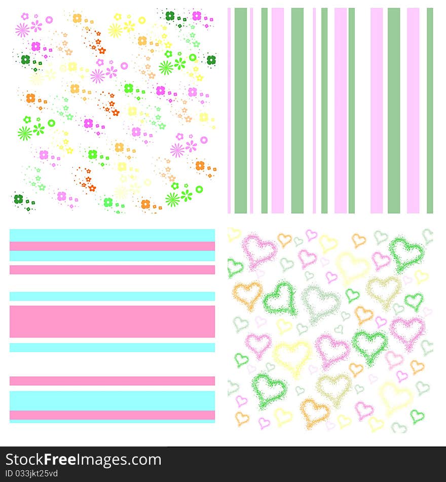 Colors background with nice colors and flowers and hearts motive