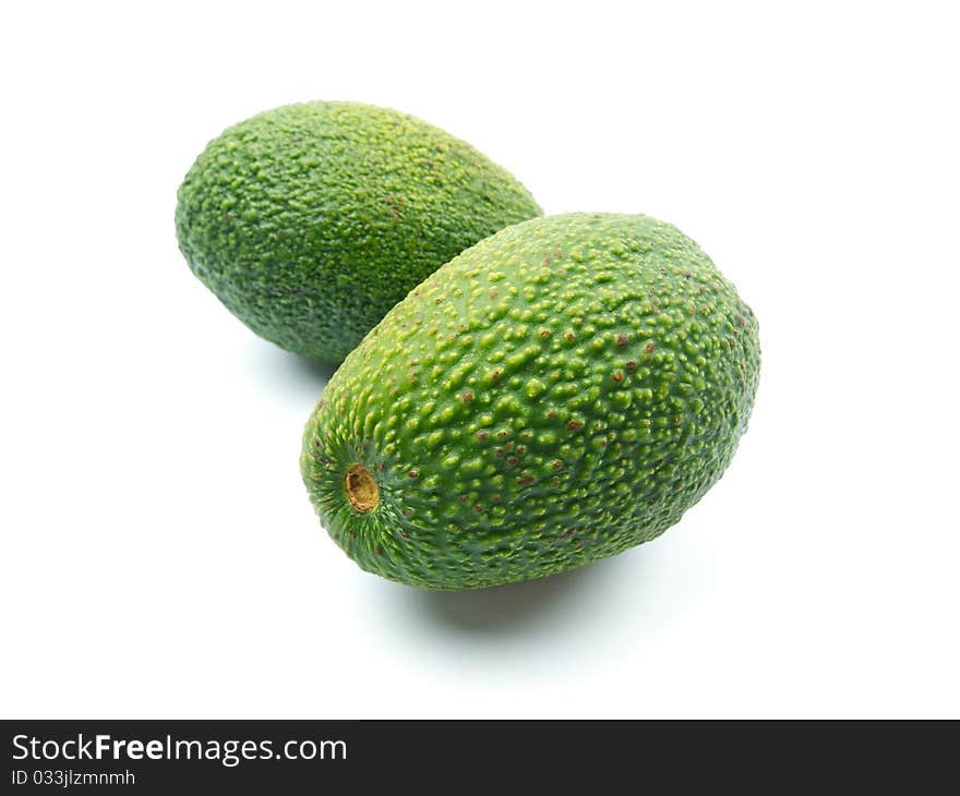 Avocados on white background with shadow