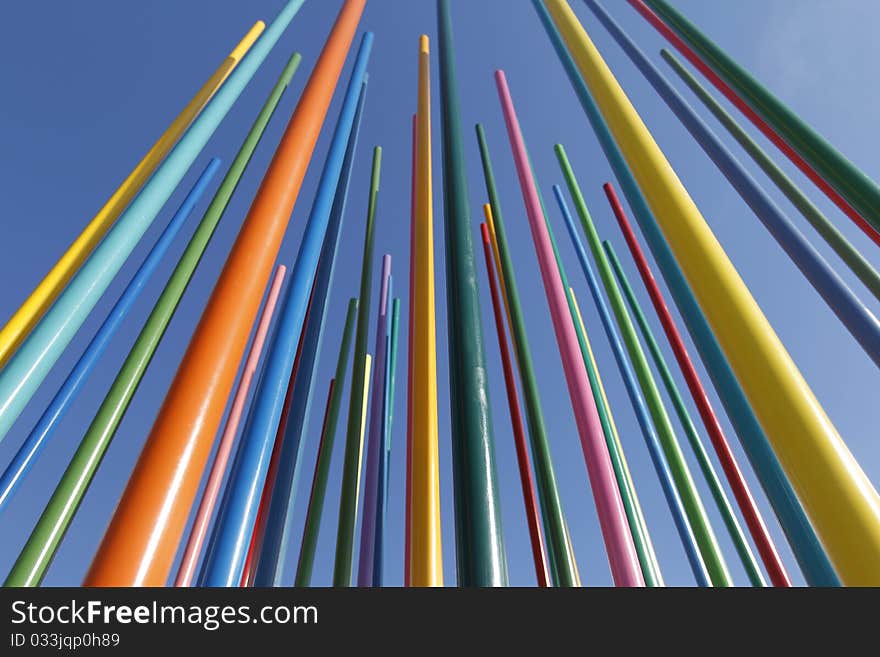 Colorful sticks in childrens playground