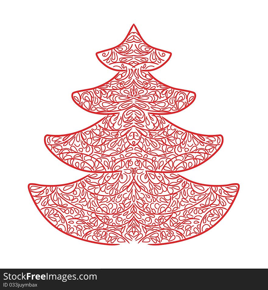 Abstract Christmas red spruce. Vector illustration. Abstract Christmas red spruce. Vector illustration