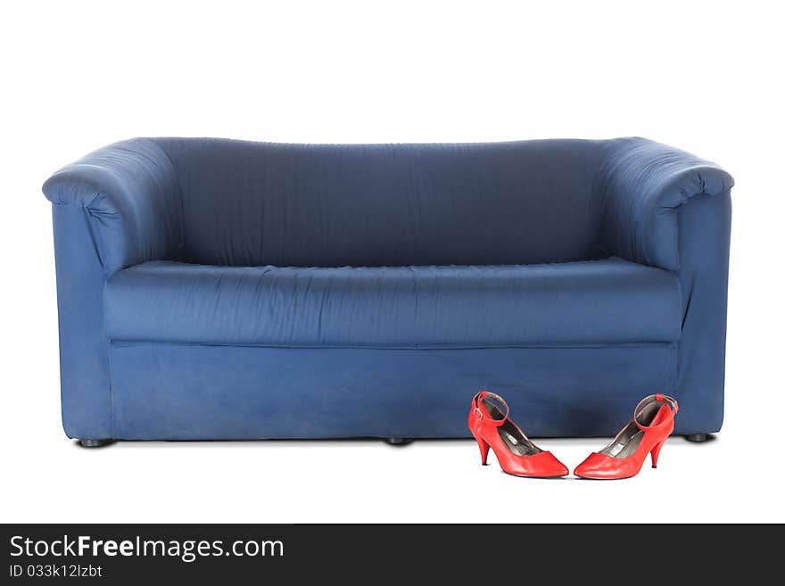 Couch And Red Shoes | Isolated