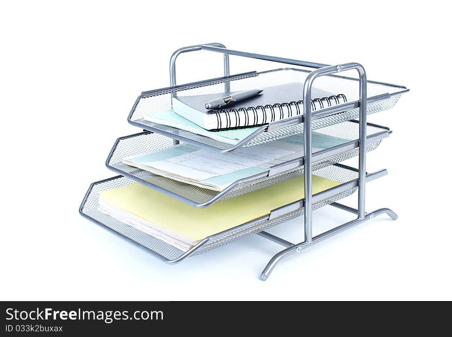 Office documents on a white background. Business