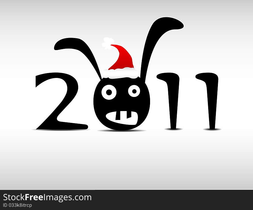 New Year's Eve greeting card with rabbit