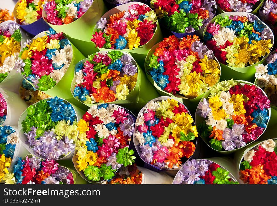 Colorful Bunches of Dry Small Flowers