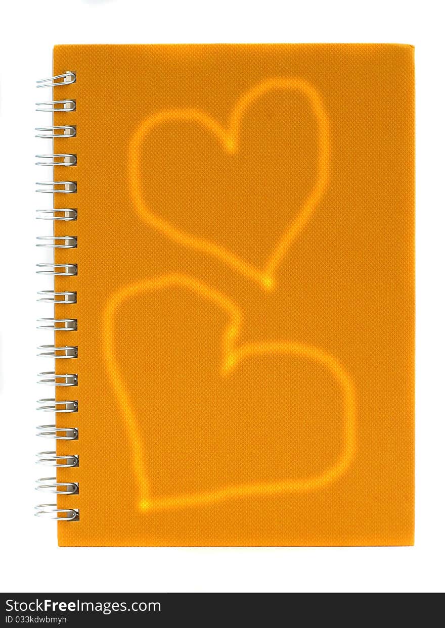 Two heart on the yellow note book