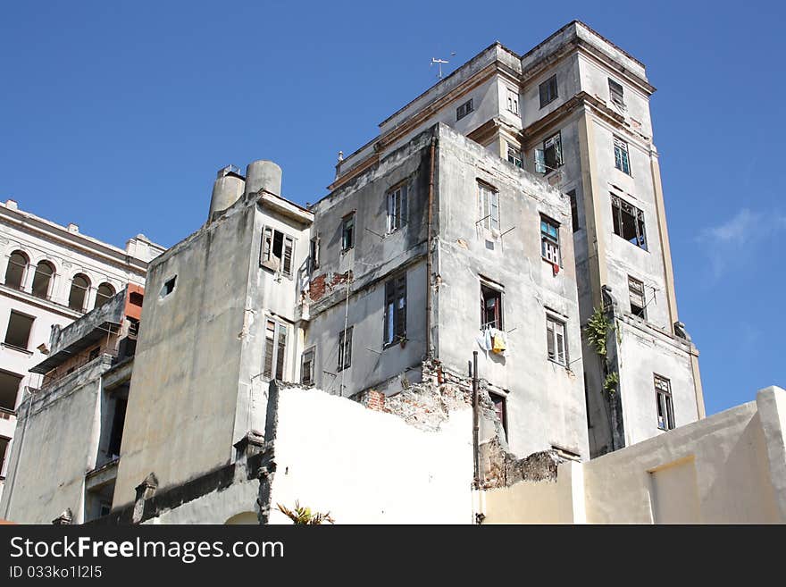 Building of Havana Cuba with a blue sky. Building of Havana Cuba with a blue sky